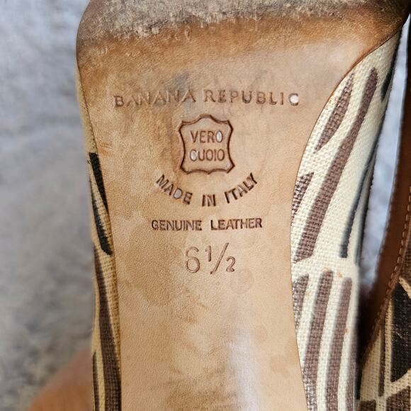 Banana Republic Women's Textured Fabric Slip On Pump‎ Block Heels Size 6.5 Brown - Picture 6 of 7